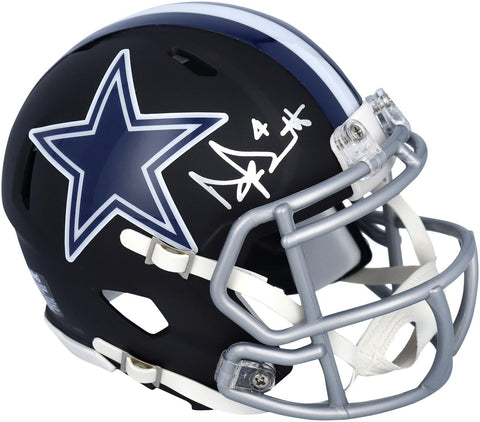 Dak Prescott Dallas Cowboys Signed Riddell Black Matte Speed Mini Helmet