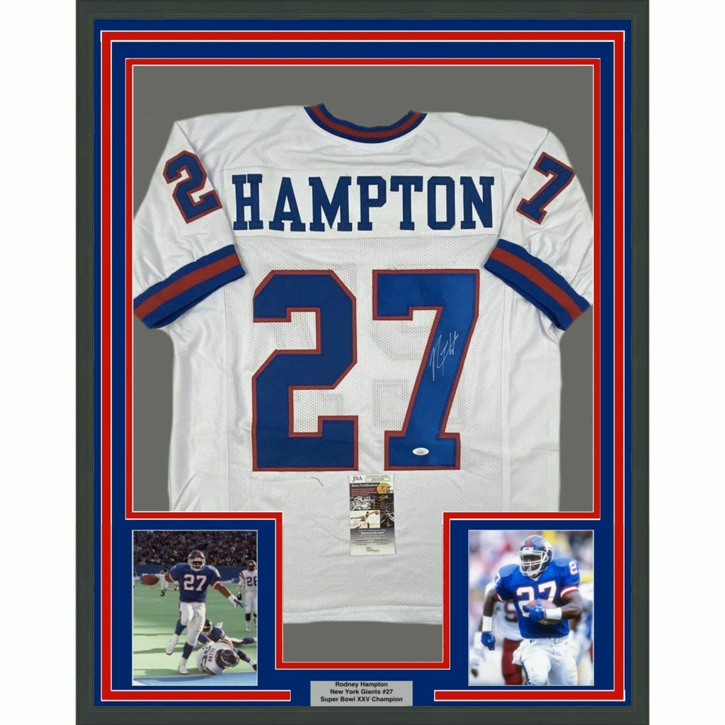 Rodney Hampton New York Giants Autographed Signed Blue Jersey