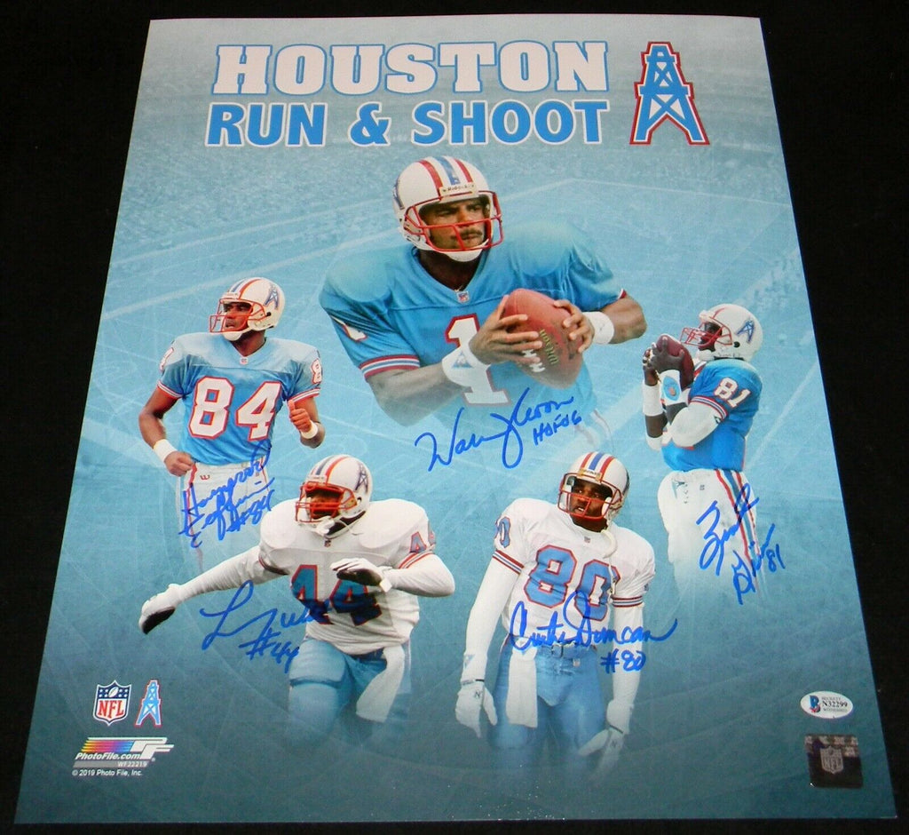 Run N Shoot Autographed Houston Oilers Mini Football Helmet - BAS (Blue Ink)