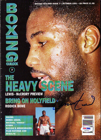 Lennox Lewis Autographed Signed Boxing Outlook Magazine Cover PSA/DNA #S49301