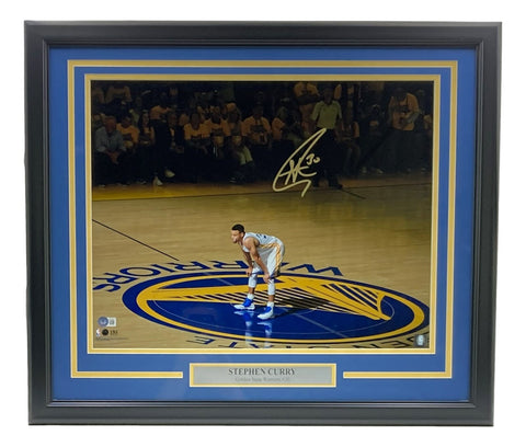 Stephen Curry Signed Framed 16x20 Golden State Warriors Photo BAS LOA