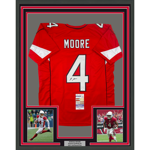 Framed Autographed/Signed Rondale Moore 33x42 Arizona Red Jersey JSA COA
