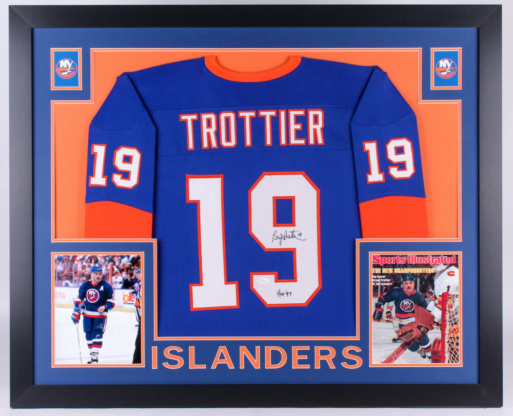 Bryan Trottier Autographed New York Blue Custom Hockey Jersey