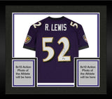 Framed Ray Lewis Ravens Signed Mitchell & Ness Purple Jersey w/"HOF 18" Insc