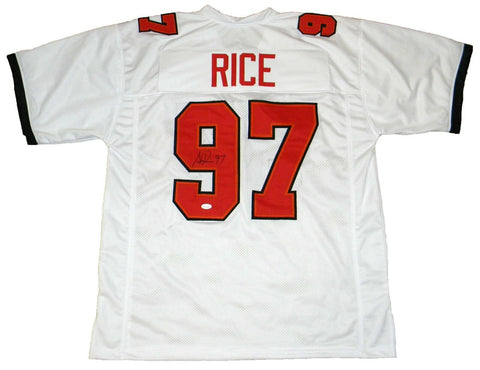 SIMEON RICE SIGNED AUTOGRAPHED TAMPA BAY BUCS BUCCANEERS #97 WHITE JERSEY JSA