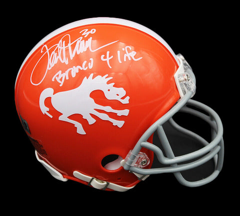 Terrell Davis Signed Denver Broncos Throwback Orange Mini Helmet - Inscription