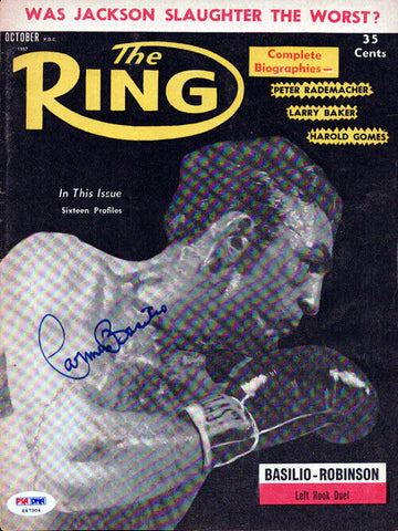 Carmen Basilio Autographed Signed The Ring Magazine Cover PSA/DNA #S47304