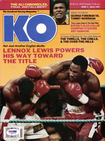 Lennox Lewis Autographed Signed KO Boxing Magazine Cover PSA/DNA #S42772