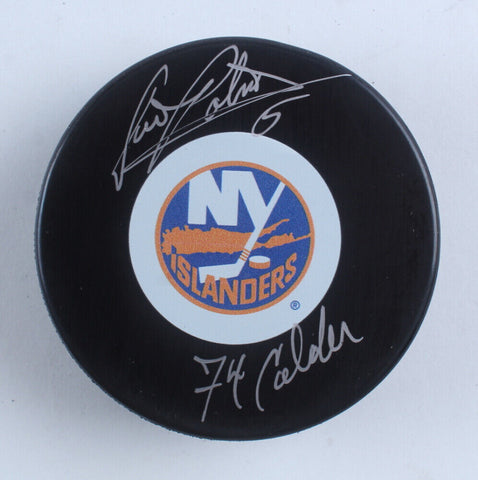 Denis Potvin Signed N.Y. Islanders Logo Hockey Puck Inscribed "74 Colder" (COJO)