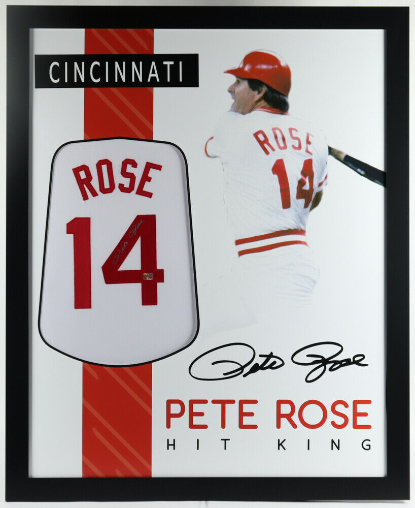 Pete Rose Signed Custom Framed Jersey (JSA & Rose)