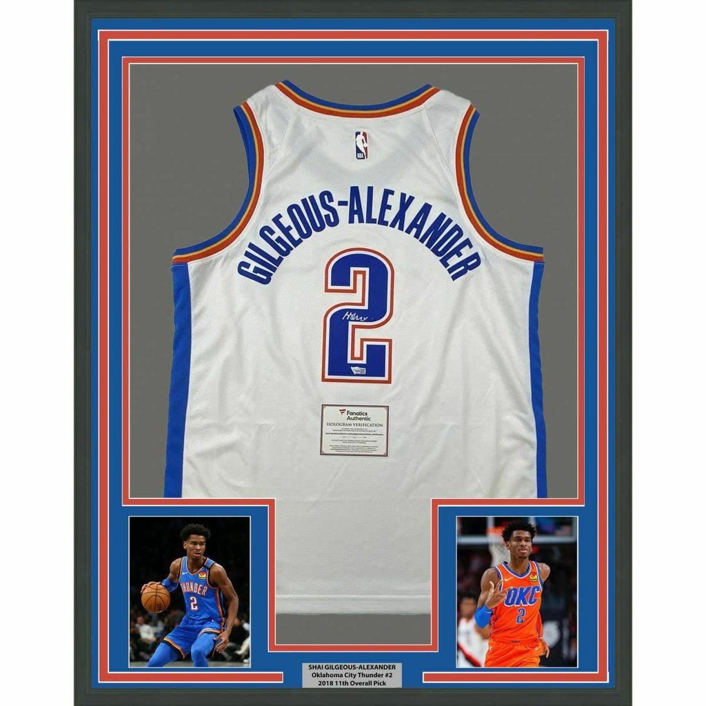 FRAMED Autographed SHAI GILGEOUS-ALEXANDER 33x42 Thunder Jersey Fanati –  Super Sports Center