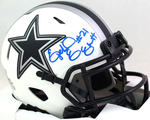 Ezekiel Elliott Autographed Dallas Cowboys Lunar Mini Helmet- Beckett W *Blue