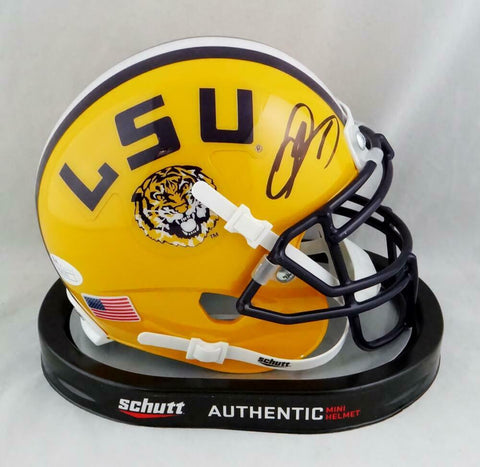 Odell Beckham Autographed LSU Tigers Yellow Schutt Mini Helmet- JSA Auth *Front