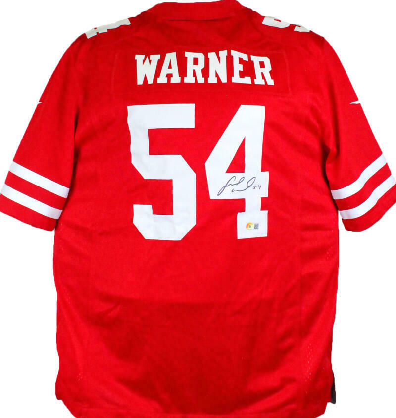 The Jersey Source Autographs Fred Warner Signed San Francisco 49ers Red NFL Nike Game Jersey- Beckett W Holo