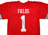 OHIO STATE BUCKEYES JUSTIN FIELDS AUTOGRAPHED RED JERSEY BECKETT BAS QR 203904