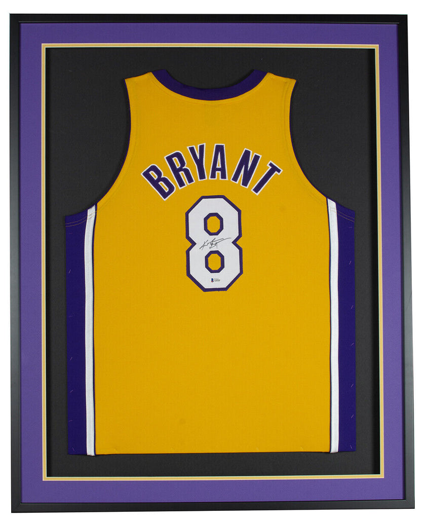 Kobe Bryant Signed Framed 36x42 Custom Yellow Basketball Jersey BAS LO –  Super Sports Center