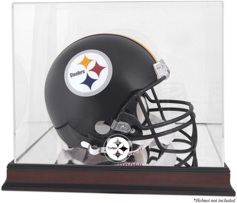 Steelers Mahogany Helmet Logo Display Case & Mirror Back-Fanatics