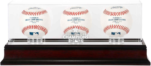 Houston Astros 2022 WS Champs Mahogany Logo 3-Baseball Display Case