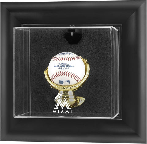 Marlins Black Framed Wall- Logo Baseball Display Case-Fanatics