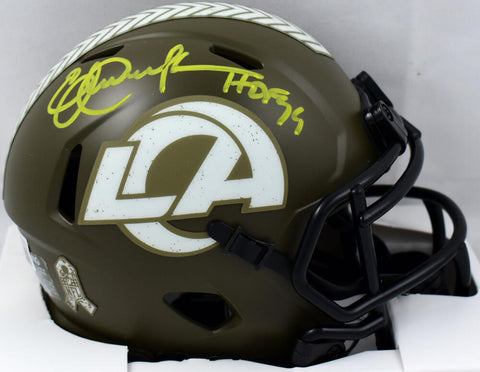 Eric Dickerson Signed Rams Salute to Service Speed Mini Helmet w/HOF-BAW Holo