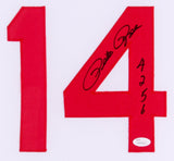 Pete Rose Signed Reds 35x43 Custom Framed Jersey Inscribed "4256" (JSA COA)