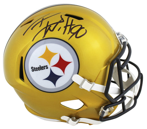Steelers T.J. Watt Authentic Signed Flash Full Size Speed Rep Helmet BAS Witness