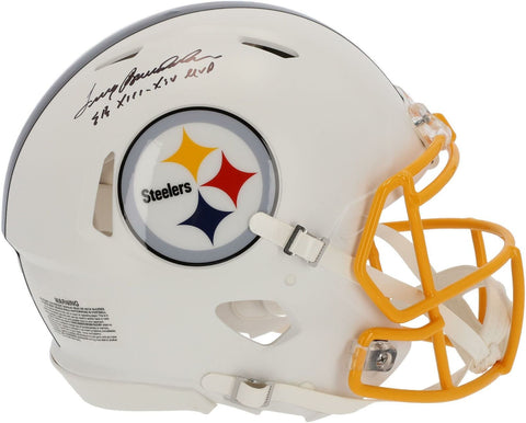Terry Bradshaw Steelers Signed Flat White Alternate Authentic Helmet & Insc