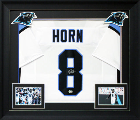 Jaycee Horn Authentic Signed White Pro Style Framed Jersey BAS Witnessed