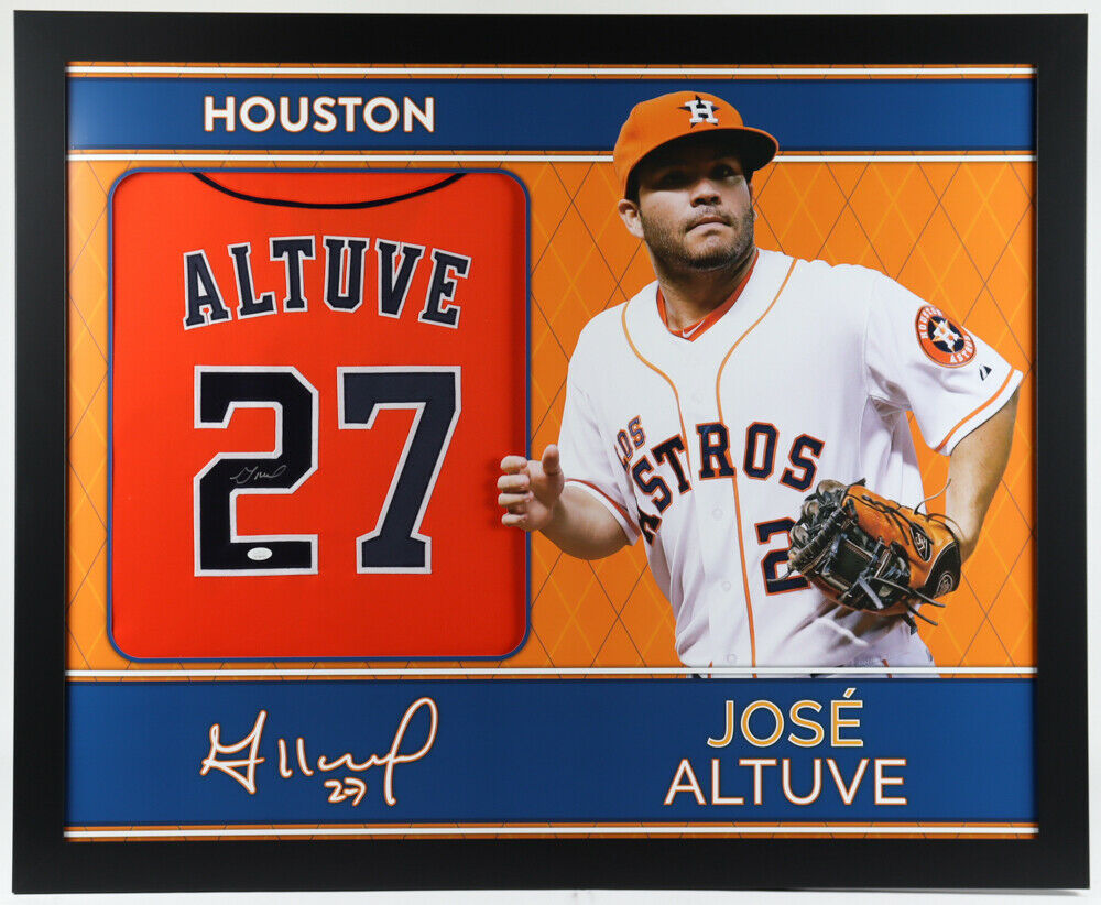 Jose Altuve Signed Houston Astros 35x43 Framed Jersey (JSA Hologram) 2 –  Super Sports Center