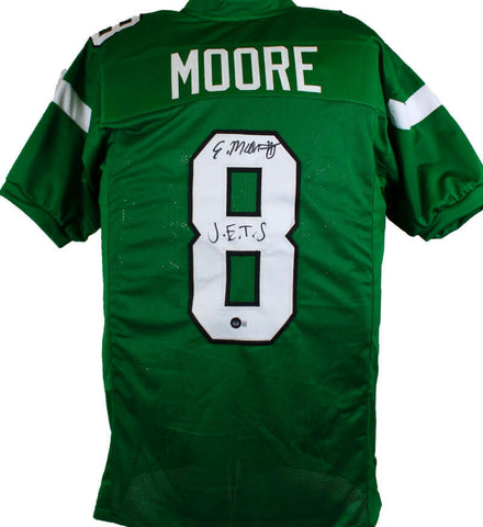 Elijah Moore Autographed Green Pro Style Jersey w/J.E.T.S - Beckett W Hologram