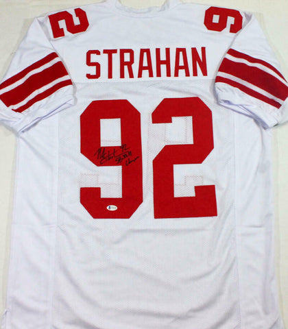 Michael Strahan Signed White Pro Style Jersey w/SB Champs - Beckett W Auth *9