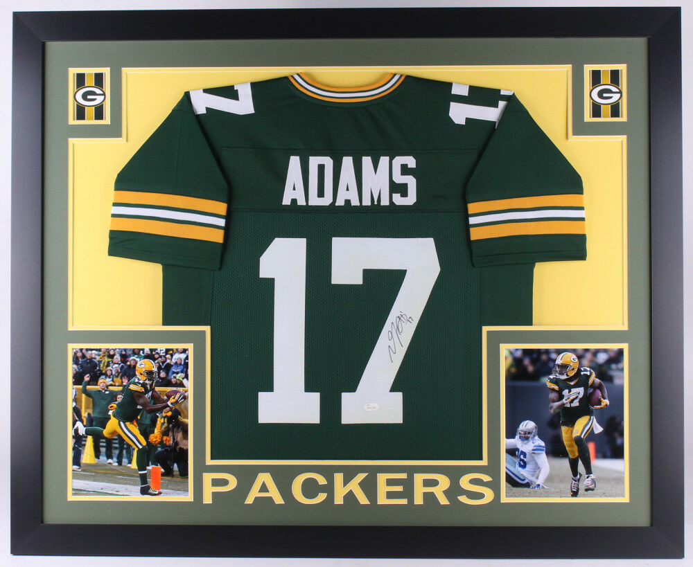Davante Adams Authentic Signed White Color Rush Pro Style Framed Jersey BAS  Wit