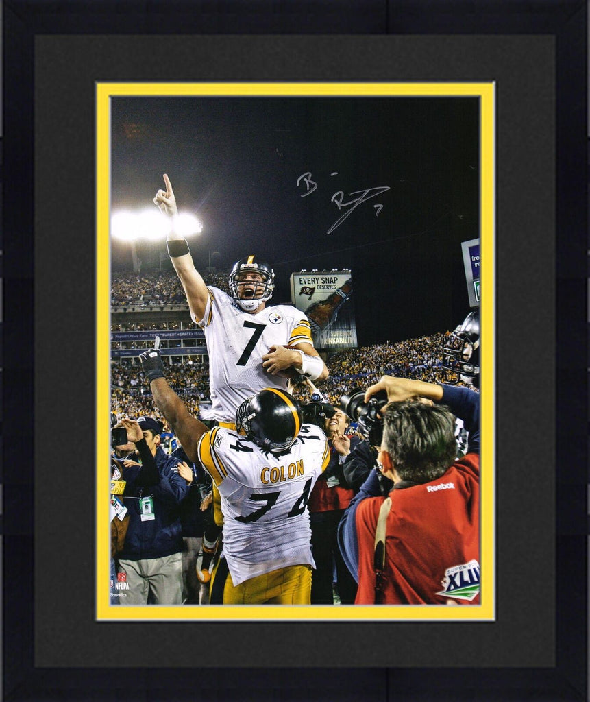 FRMD Ben Roethlisberger Steelers Signed 16x20 Super Bowl XLIII Celebration  Photo