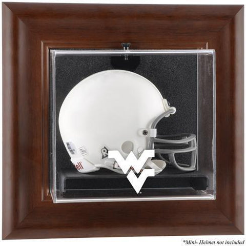 West Virginia Brown Framed Wall-Mountable Mini Helmet Display Case