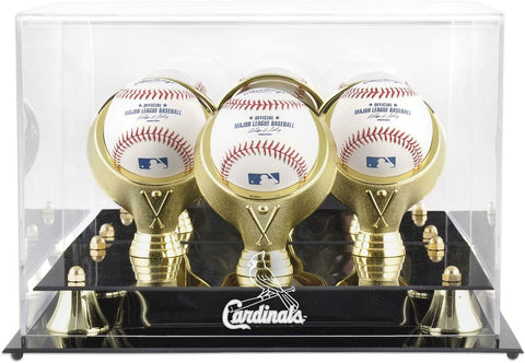 Cardinals Golden Classic Three Baseball Logo Display Case-Fanatics