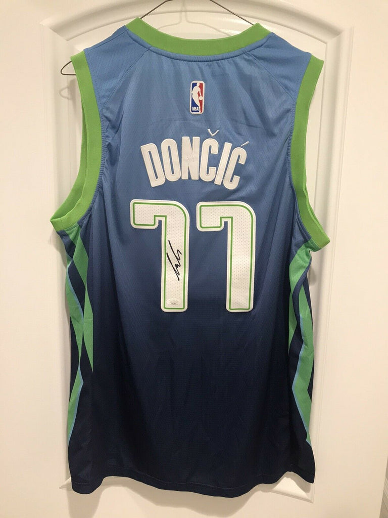 Luka Doncic Autographed City Blue Dallas Mavericks Jersey JSA – Super  Sports Center