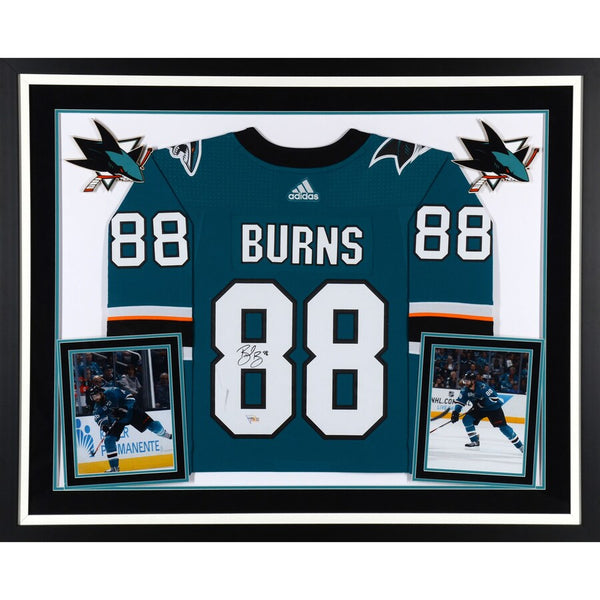 Brent Burns San Jose Sharks Deluxe Framed Autographed Teal Adidas Authentic Jersey