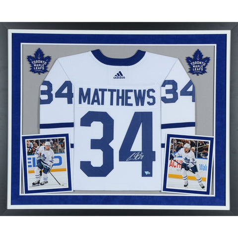 Auston Matthews Toronto Maple Leafs Deluxe Framed Autographed White Adidas Authentic Jersey