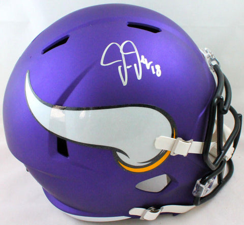 Justin Jefferson Autographed Vikings F/S Speed Helmet-Beckett W Hologram *Silver