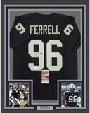 FRAMED Autographed/Signed CLELIN FERRELL 33x42 Oakland Black Jersey JSA COA Auto