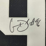 FRAMED Autographed/Signed CLELIN FERRELL 33x42 Oakland Black Jersey JSA COA Auto