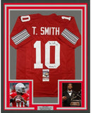FRAMED Autographed/Signed TROY SMITH 33x42 Heisman 06 Ohio Red Jersey JSA COA