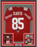 FRAMED Autographed/Signed VERNON DAVIS 33x42 Red Football Jersey Beckett COA