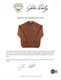 John Daly Signed Match Worn Brown Johnstons of Elgin Cashmere Sweater BAS
