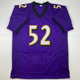 Autographed/Signed Ray Lewis Baltimore Purple Stat Football Jersey Beckett COA