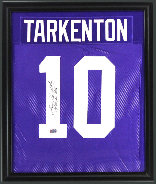 Fran Tarkenton Signed Minnesota Vikings Framed Purple Custom Jersey with "HOF 86" Inscription