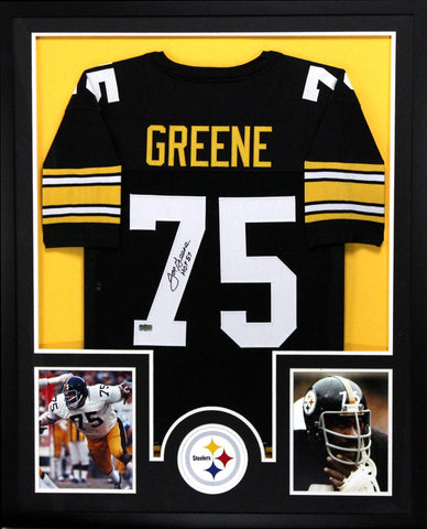 Joe Greene Signed Pittsburgh Steelers Framed Custom Black Jersey With "HOF 87" Inscription