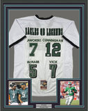FRAMED Signed QB Legends McNabb Cunningham Vick Jaworski 33x42 Jersey JSA COA