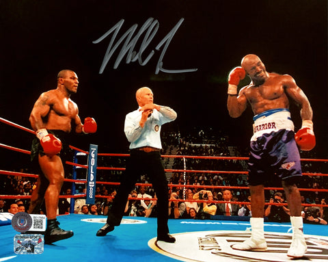 MIKE TYSON AUTOGRAPHED 8X10 PHOTO VS. HOLYFIELD BITE FIGHT BECKETT BAS 206511