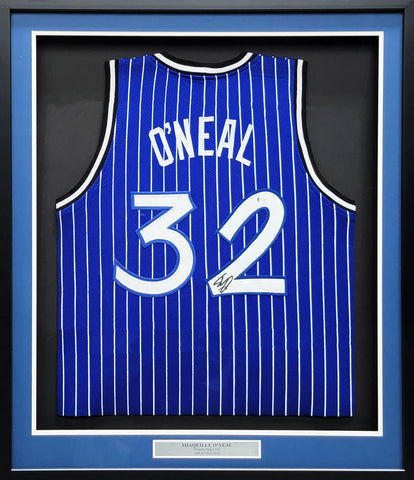 ORLANDO MAGIC SHAQUILLE O'NEAL AUTOGRAPHED FRAMED BLUE JERSEY BECKETT BAS 209453